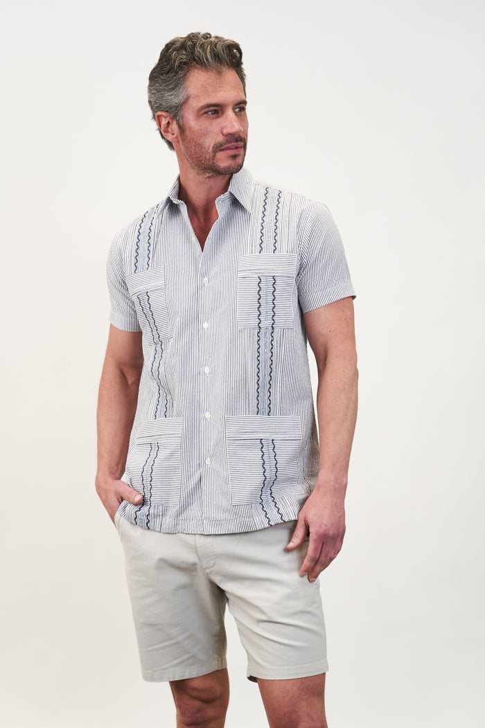 Charleston Hemingway Guayabera - Navy