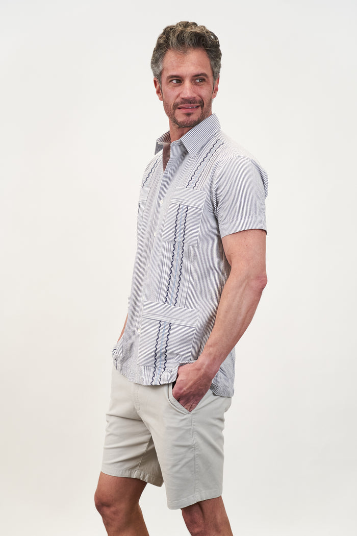 Charleston Hemingway Guayabera - Navy